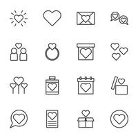 A set of black and white icons that include hearts, a ring, a box vector