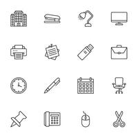 A set of office icons including a clock, pen, scissors, and a mouse vector
