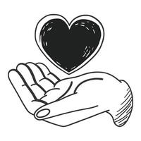Continuous one line drawing hand hart vector