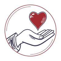 Continuous one line drawing hand red hart vector