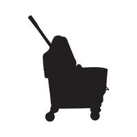 Rectangular Mop Bucket and Down Press Wringer Silhouette Illustration vector