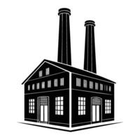 Factory Building Illustration with Two Chimneys vector