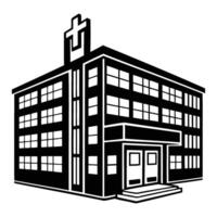 Hospital Building Illustration with Cross, Isometric View vector