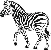 Detailed Standing Zebra Line Art for Print and Design vector