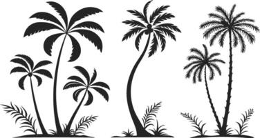 Palm Tree Outline Icons for Travel and Vacation Themes vector