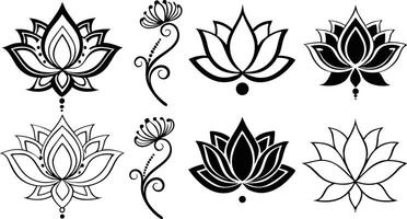 Elegant Lotus Icon Set for Branding and Logos vector