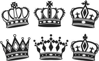 Elegant Black Crown Icons for Graphic Design Projects vector