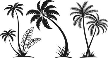 Black Palm Tree Art Elements for Branding and Apparel vector