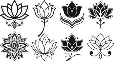Minimal Lotus Flower Silhouettes for Meditation Projects vector