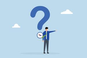 Open ended question, businessman with question mark compass guidance for answer. vector