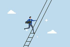 Build ladder of success, businessman build ladder of success to climb up. vector