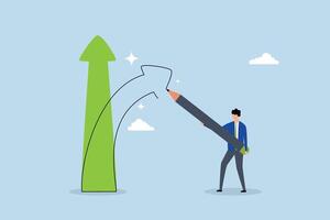 Change direction, businessman draw new arrow metaphor of change direction. vector