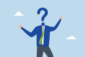 Anonymous businessman person, anonymous businessman with question mark head unknown person. vector