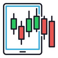 Smartphone Sscreen with Candlestick pattern chart colored icon or design element vector