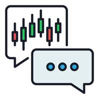 Candlestick Chart in Speech Bubble colored icon or sign vector