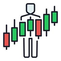 Candlestick Trading Chart and Man colored icon or design element vector