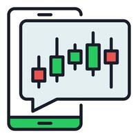Candlestick Chart on Smartphone Screen colored icon or design element vector