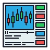 Candlestick Trading Chart Videos in Web browser colored icon or design element vector
