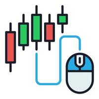 Computer Mouse and Candlestick Chart colored icon or sign vector