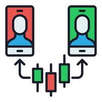 Crypto Trading via Smartphone colored icon or logo element vector