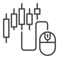 Candlestick chart with Computer Mouse icon or symbol in outline style vector