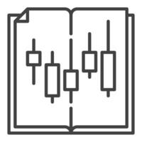 Book with Candlestick Chart thin line icon or symbol vector