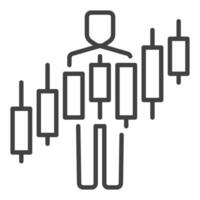 Man and Candlestick Trading Chart outline icon or symbol vector