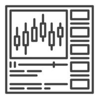 Web browser with Candlestick Trading Chart thin line icon or symbol vector