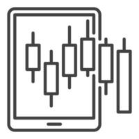 Candlestick pattern chart on Smartphone Screen outline icon or symbol vector