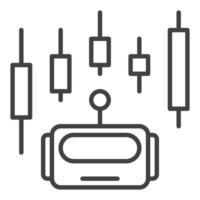 Robot and Candlestick Trading Chart icon or sign in thin line style vector