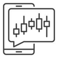 Smartphone with Candlestick Chart outline icon or symbol vector