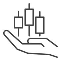 Hand with Candlestick Pattern Chart thin line icon or symbol vector