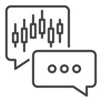 Speech Bubbles with Candlestick Trading Chart icon or symbol in outline style vector