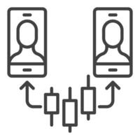 Online Trading via Smartphone linear icon or symbol vector