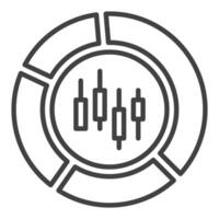 Pie Chart with Candlestick Trading Chart thin line round icon or symbol vector