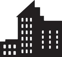 Modern building illustration with clean lines and geometric shapes, vector