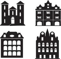 Modern building illustration with clean lines and geometric shapes vector
