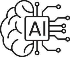 AI brain chip logo. Brain circuit ai tech concept icon. AI Processor icon vector