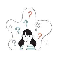 Cute Girl With Question Marks Floating vector
