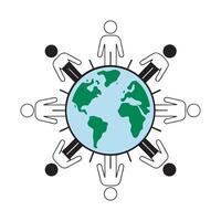 Global Unity With People Around Earth outline illustration vector