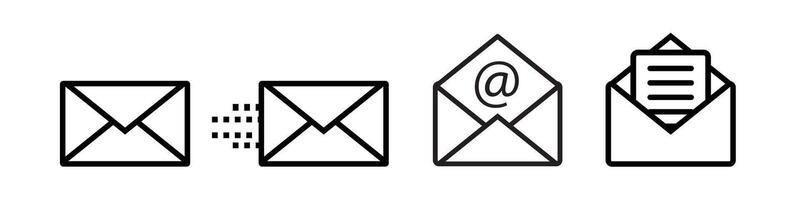 email icon set. mail post icon. letter message envelope sign in black color. suitable for apps and websites Ui designs vector