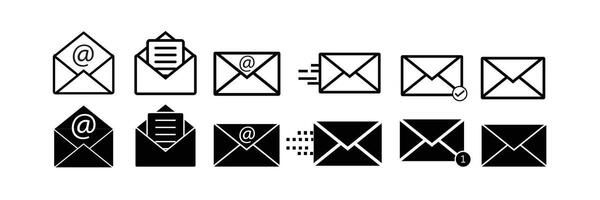 email icon collections. mail post symbol. letter message envelope sign in black color. suitable for apps and websites Ui designs vector