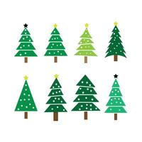 Set of Christmas tree icon. Simple flat chriasmas tree collection .Pine tree. vector