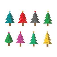 Flat Christmas Trees. Collection of Christmas trees in different colour . vector