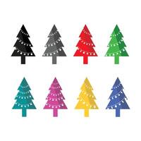 set of cartoon Christmas trees, pines for greeting card, invitation,banner, web. New Years and xmas traditional symbol tree . vector