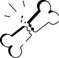 A hand drawn style icon showing a broken bone vector