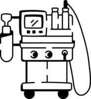 A doodle style icon of a cardiopulmonary machine vector