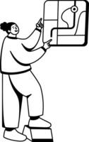 Location tracking character illustration in glyph style vector
