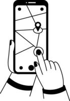 Online location app illustration in glyph style vector