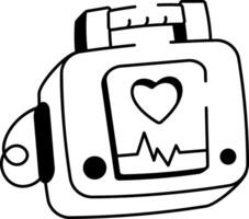 Defibrillator tracker icon in hand drawn style vector